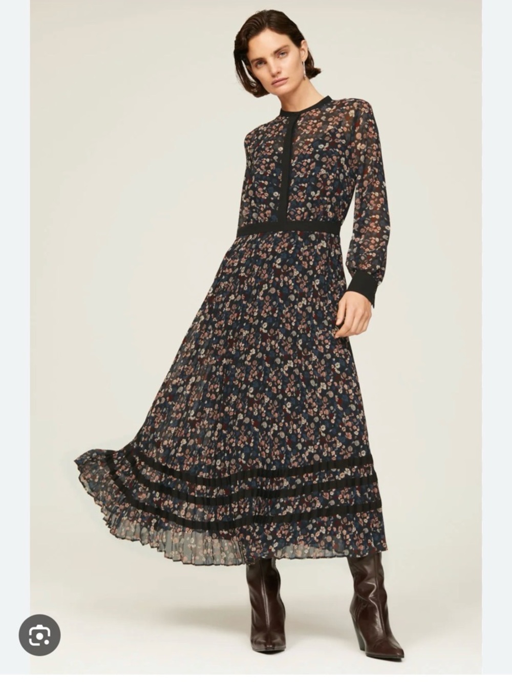 Floral Navy and Black Dress